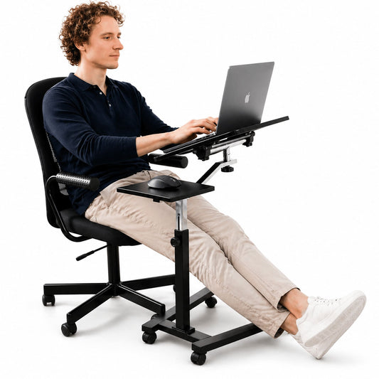 Tatkraft Joy – Laptoptisch höhenverstellbarer, 70–99,5 cm, 360° drehbar, Tischplatte bis 160° neigbar, mit Rollen, Laptoptisch für Bett, Sofa, Couch