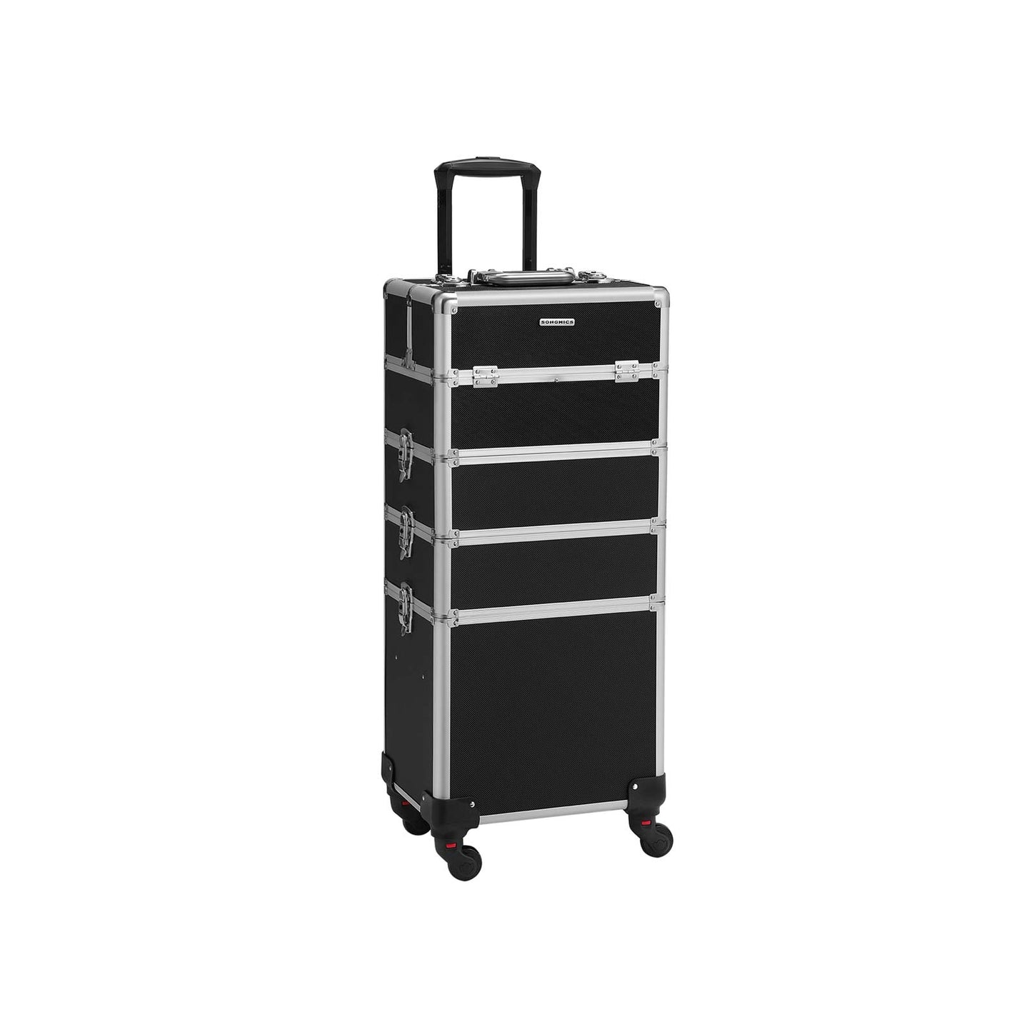 SONGMICS - Kosmetik Koffer, 4-in-1, Kosmetikkoffer, Trolley,  Schminkkoffer Profi, groß, Friseurkoffer, mit Rollen,schwarz, 2