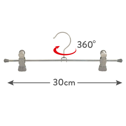 Hosenbügel, 10er, Hosenbügel mit Klammern, Breite 30cm, Kleiderbügel, 360° drehbarem Haken, MAWA Clip K D - Silber, 4