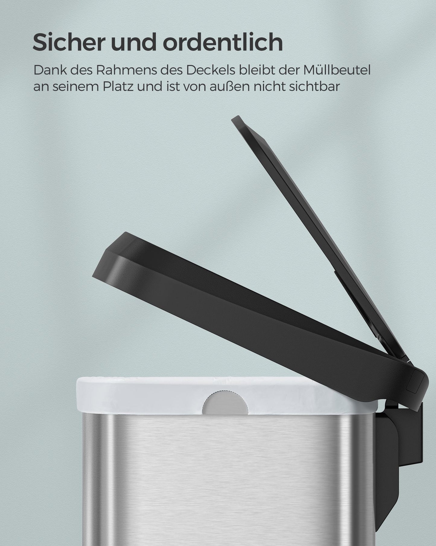 Mülleimer Küche, 68 L, Mülleimer groß, schmal und geräumig, Abfalleimer mit deckel, Tretmülleimer, SONGMICS, 12