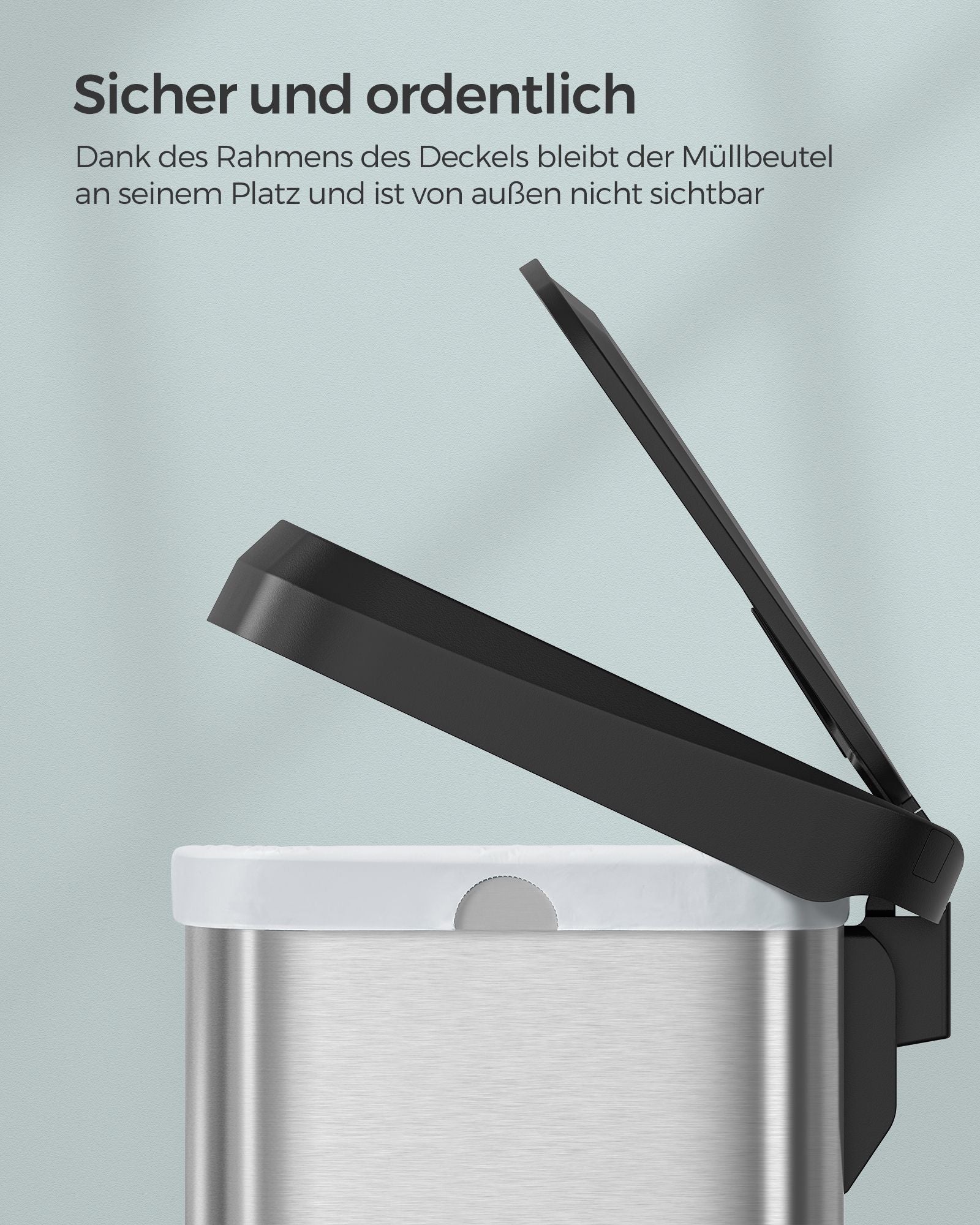 Mülleimer Küche, 68 L, Mülleimer groß, schmal und geräumig, Abfalleimer mit deckel, Tretmülleimer, SONGMICS, 12