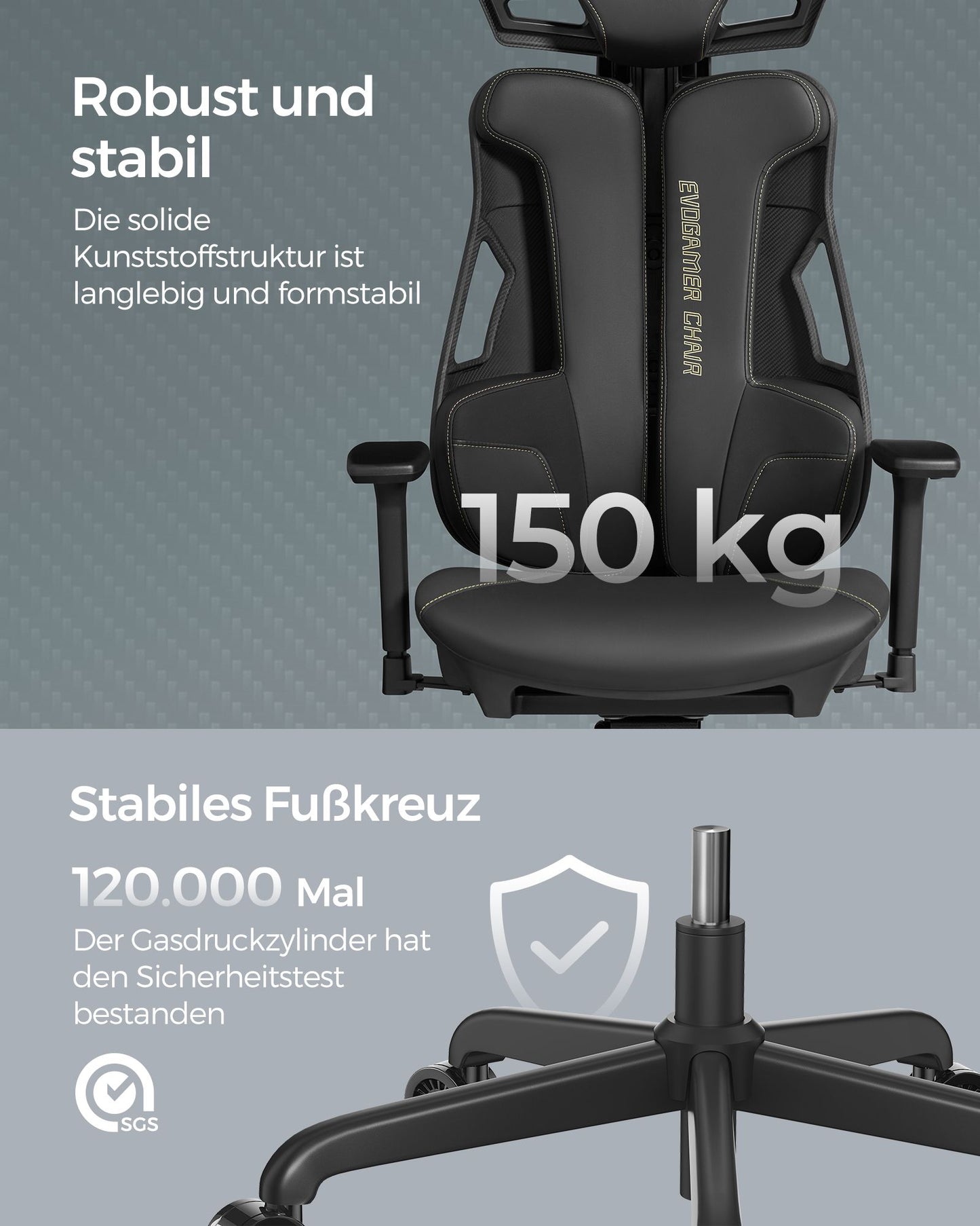 Gaming Stuhl, Gaming Sessel, Ergonomischer Stuhl, Bürostuhl, Neigbare Rückenlehne, H-förmige Rückenstütze, Schwarz, Songmics, 1