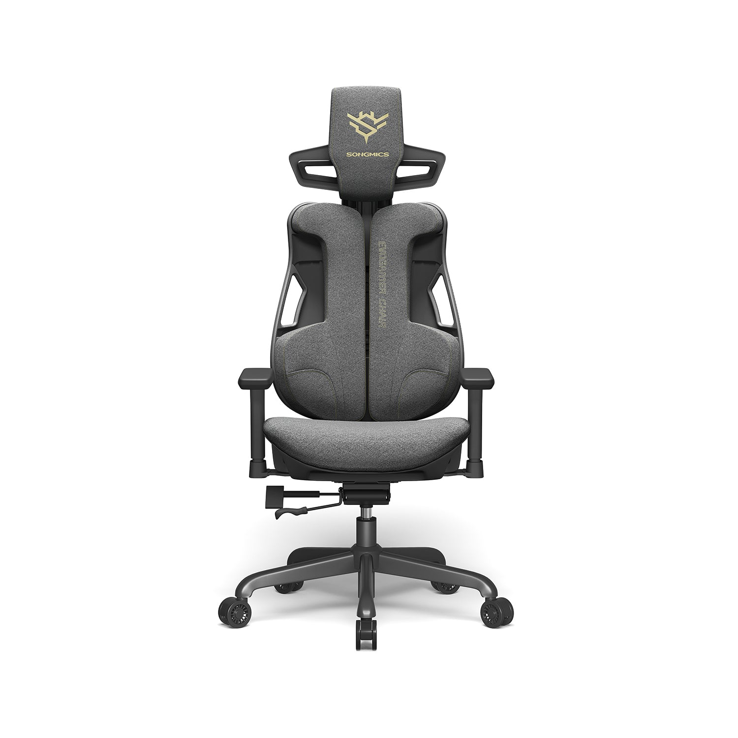 Gaming Stuhl, Gaming Sessel, Ergonomischer Stuhl, Bürostuhl, Neigbare Rückenlehne, H-förmige Rückenstütze, Grau, Songmics, 1