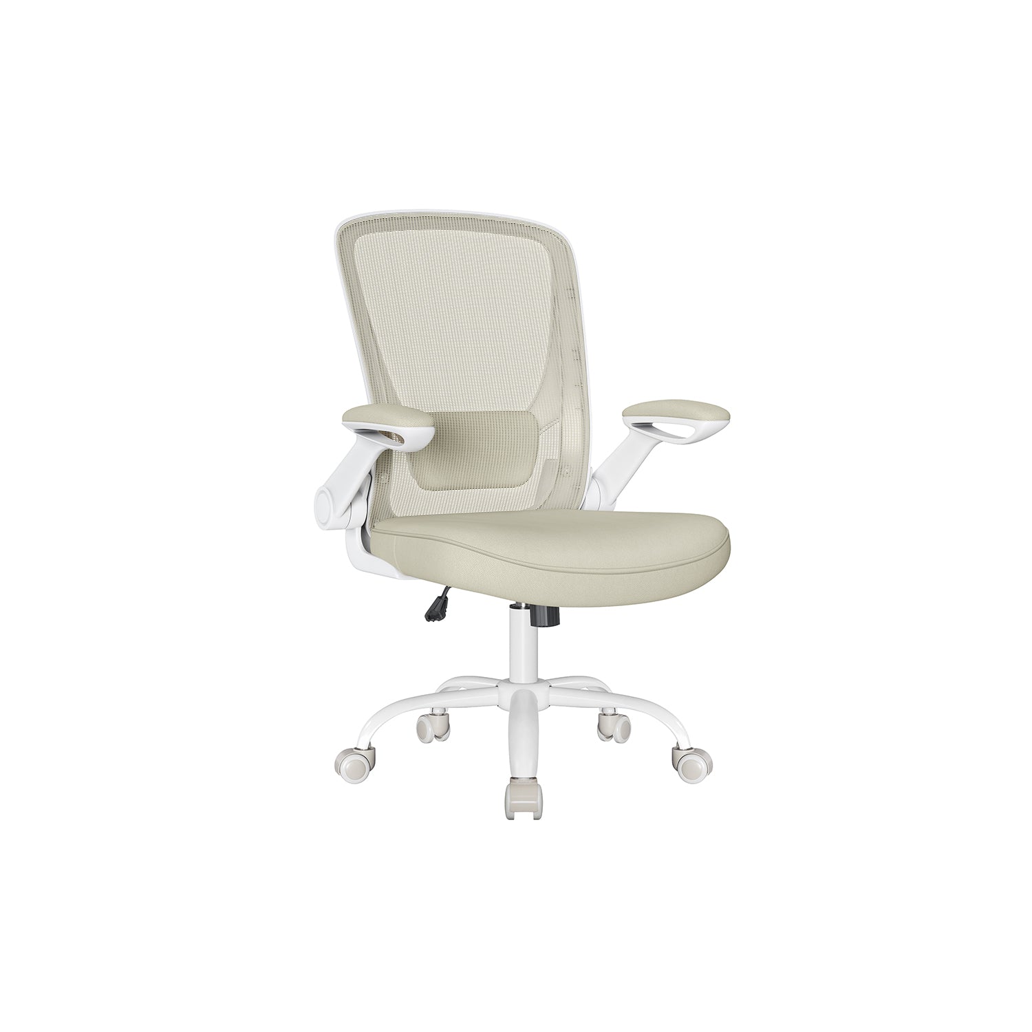 Bürostuhl, Schreibtischstuhl, Ergonomischer Stuhl, Drehstuhl, Kopfstütze, Wippfunktion, große Sitzfläche 53cm, Beige, Songmics, 1