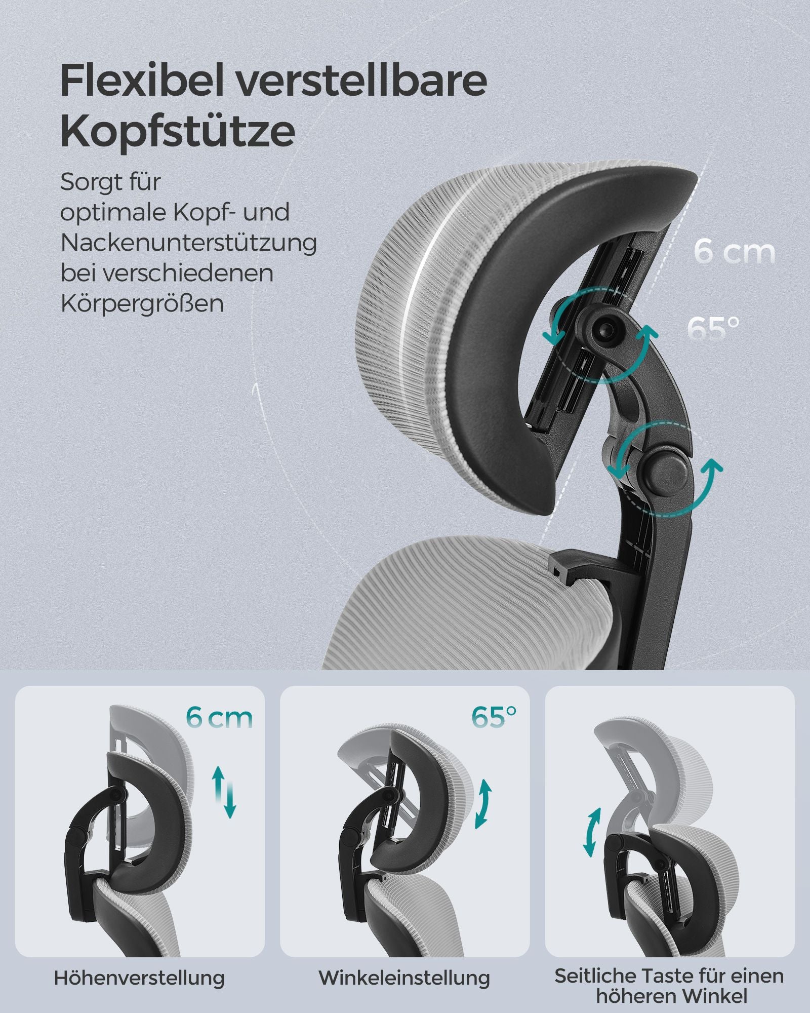 Bürosessel, Schreibtischstuhl, Chefsessel, PC Stuhl, Ergonomischer stuhl, Bürostuhl, hohe Rückenlehne, Grau, Songmics, 1