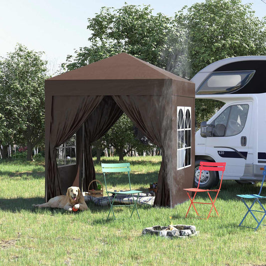 Faltpavillon 2 x 2m, Stabile Zelte, Pavillon Faltbar mit 4 Seitenwänden, Festzelt mit UV-Schutz, Stahl, Weiß, Outsunny