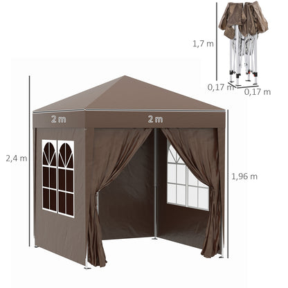 Faltpavillon 2 x 2m, Stabile Zelte, Pavillon Faltbar mit 4 Seitenwänden, Festzelt mit UV-Schutz, Stahl, Weiß, Outsunny, 1