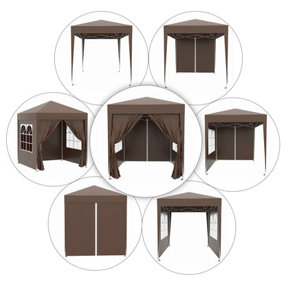 Faltpavillon 2 x 2m, Stabile Zelte, Pavillon Faltbar mit 4 Seitenwänden, Festzelt mit UV-Schutz, Stahl, Weiß, Outsunny, 2