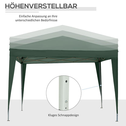 Outsunny Faltpavillon 3x3 Stabile Zelte Pavillon mit 4 Seitenwänden Fenster Festzelt mit UV-Schutz Grün