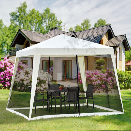 Gartenpavillon Festzelt, Faltpavillon 3x3, Pavillon Faltbar, Partyzelt wetterfest mit Moskitonetz, Cremeweiß, 3x3m, Outsunny