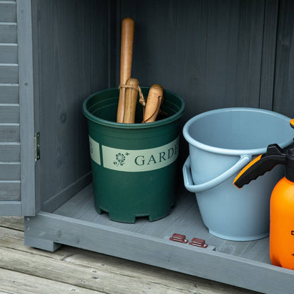 Gartenschrank Holz, Outdoor Schrank, Terrassenschrank, Gerätehaus mit Pultdach, Bitumenpappe, Grau, Outsunny, 3