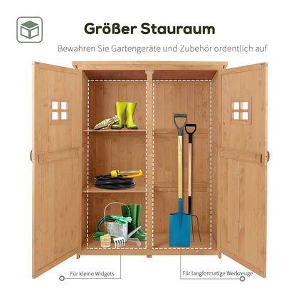 Gartenschrank Holz, Outdoor schrank, Terrassenschrank, Geräteschuppen holz, Gerätehaus Geräteschrank Pultdach, Outsunny, 5