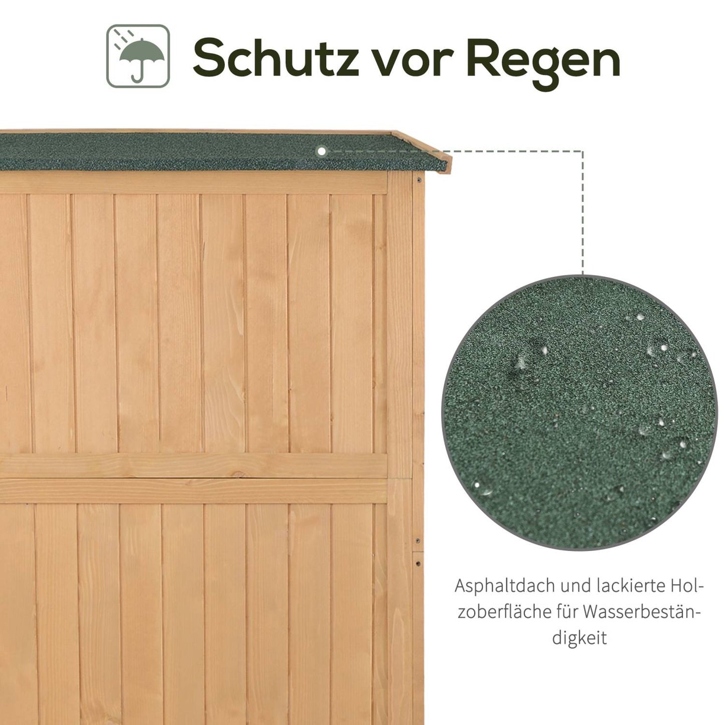 Gartenschrank Holz, Outdoor schrank, Terrassenschrank, Geräteschuppen holz, Gerätehaus Geräteschrank Pultdach, Outsunny, 3