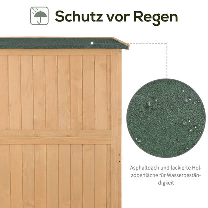 Gartenschrank Holz, Outdoor schrank, Terrassenschrank, Geräteschuppen holz, Gerätehaus Geräteschrank Pultdach, Outsunny, 3