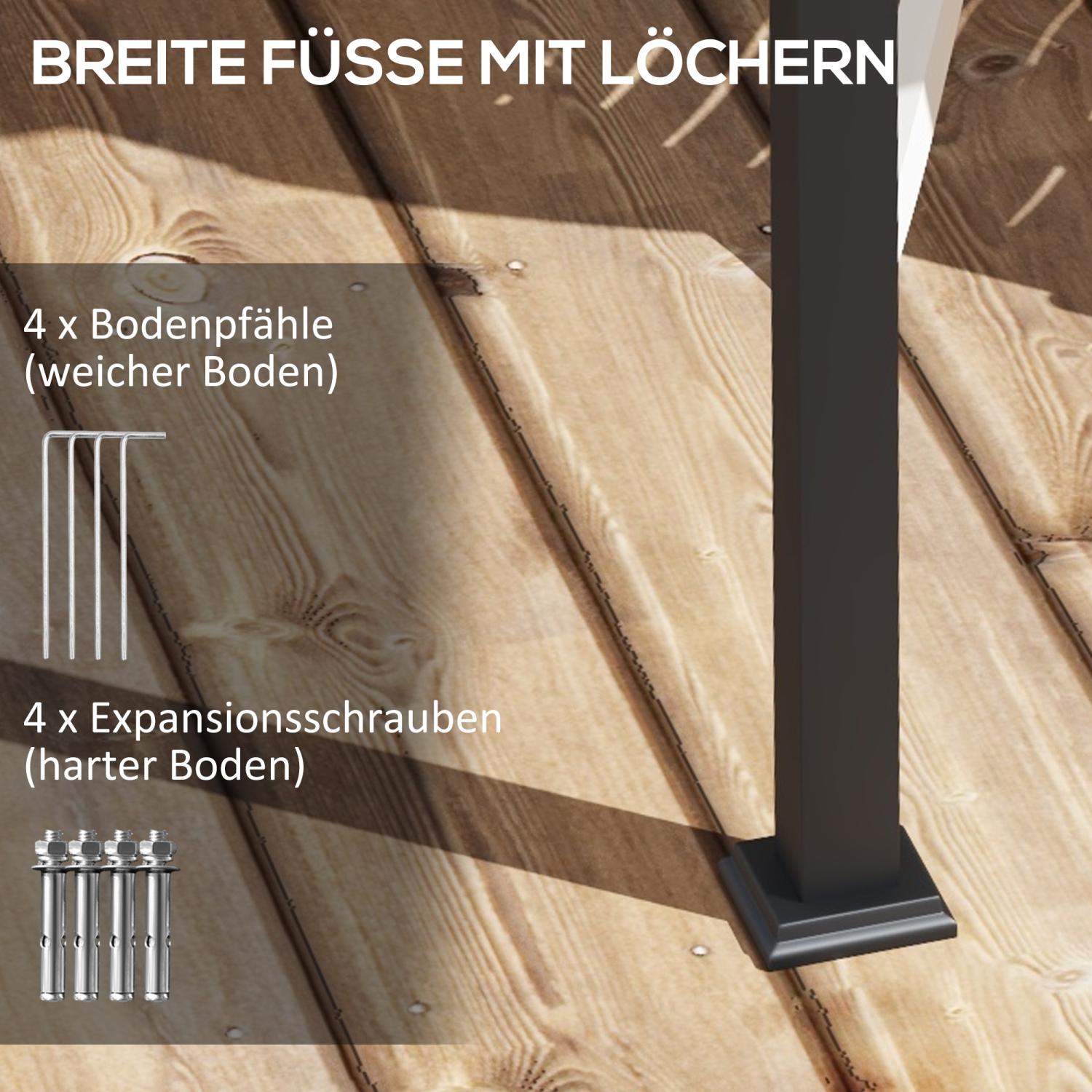 Pergola metall, 3 x 3 m, Pergola Terrasse, Terassenüberdachung, Terrassendach Wandmontage, Creme, Outsunny, 4