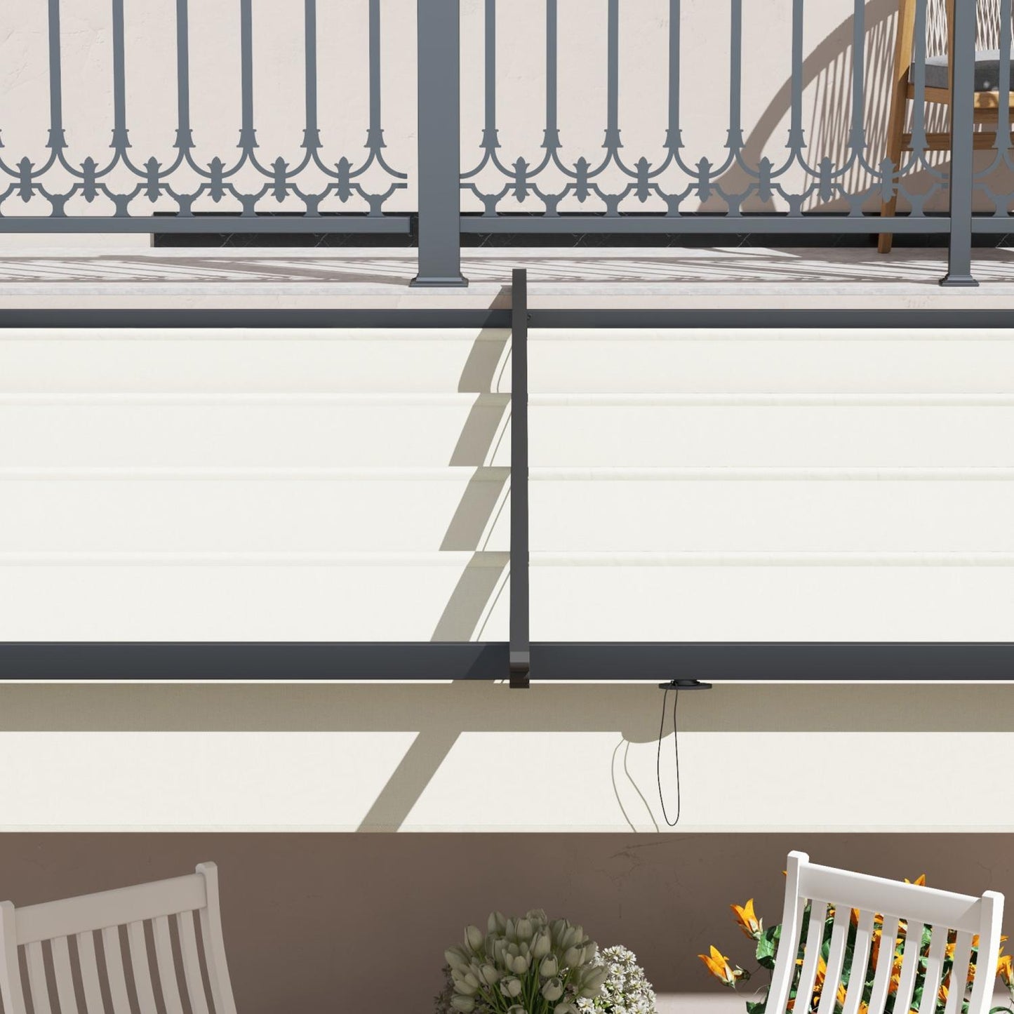 Pergola metall, 3 x 3 m, Pergola Terrasse, Terassenüberdachung, Terrassendach Wandmontage, Creme, Outsunny, 6