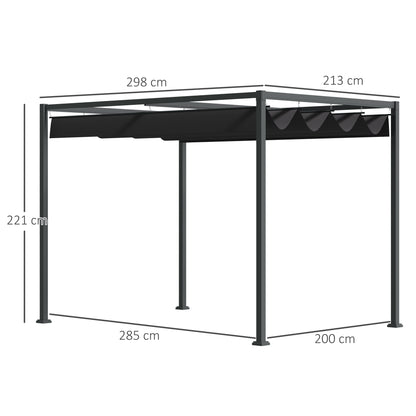 Pavillon, Pergola metall, Pergola Freistehend, Pergola Terrasse, Terrassenüberdachung mit Schiebedach, Schwarz+Grau, Outsunny, 1