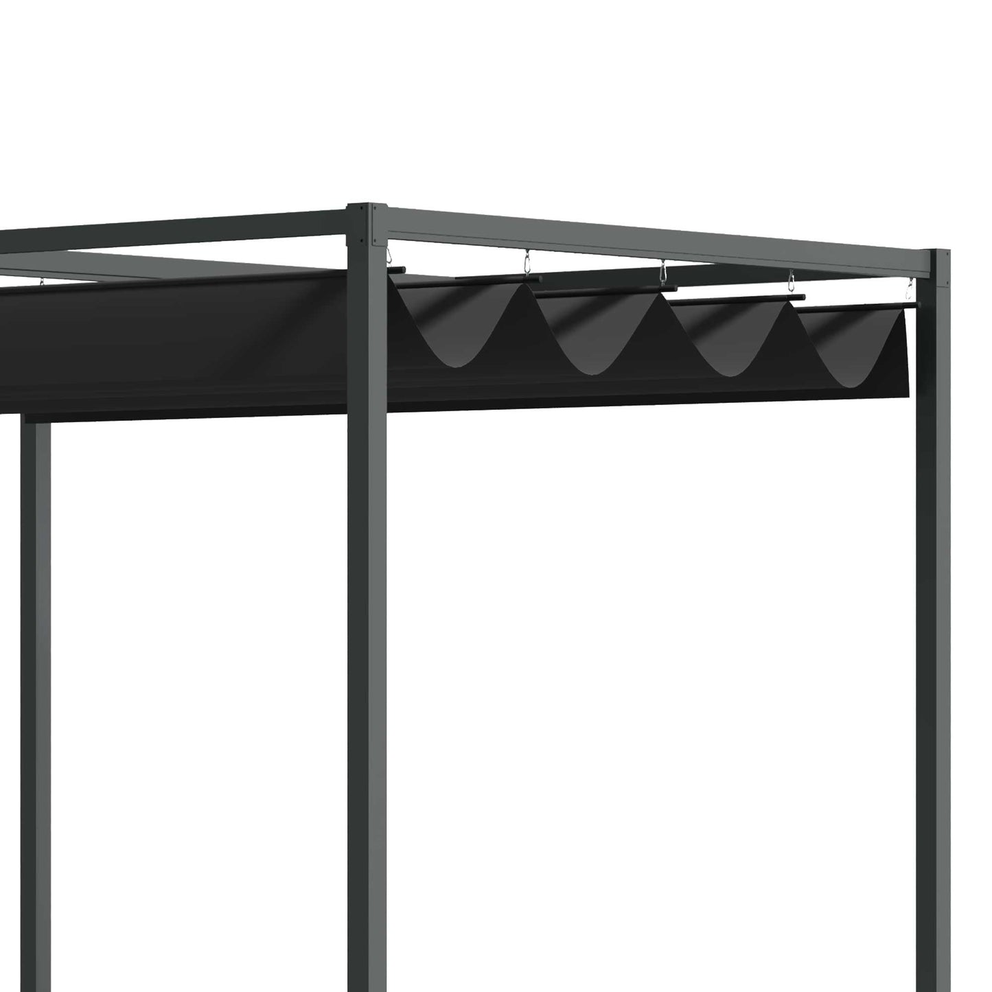 Pavillon, Pergola metall, Pergola Freistehend, Pergola Terrasse, Terrassenüberdachung mit Schiebedach, Schwarz+Grau, Outsunny, 6