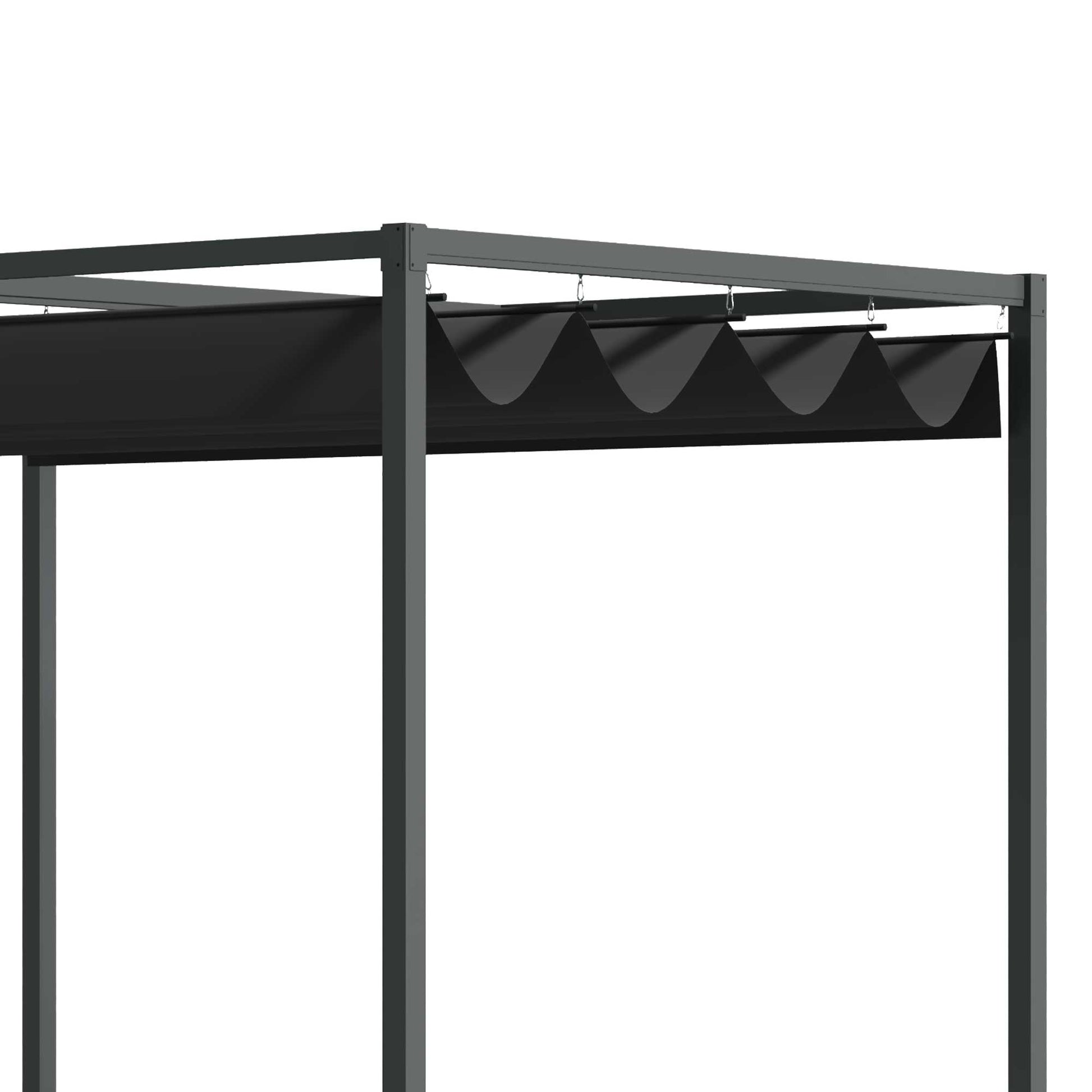 Pavillon, Pergola metall, Pergola Freistehend, Pergola Terrasse, Terrassenüberdachung mit Schiebedach, Schwarz+Grau, Outsunny, 6
