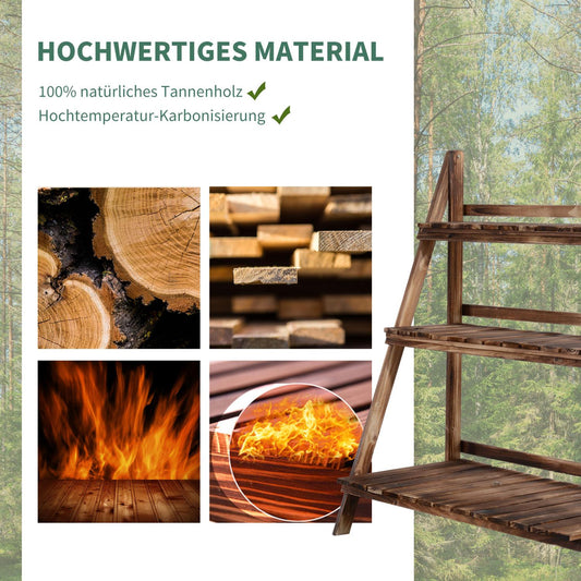 Pflanzenregal, Blumentreppe, Pflanzentreppe, Blumenregal balkon, Blumenbank aus Tannenholz, 3 Stufen, Outsunny, 2