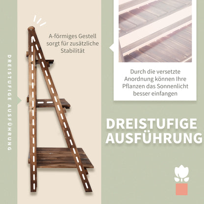 Pflanzenregal, Blumentreppe, Pflanzentreppe, Blumenregal balkon, Blumenbank aus Tannenholz, 3 Stufen, Outsunny, 3