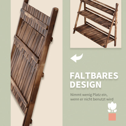 Pflanzenregal, Blumentreppe, Pflanzentreppe, Blumenregal balkon, Blumenbank aus Tannenholz, 3 Stufen, Outsunny, 4