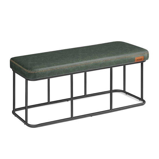 Sitzbank schlafzimmer, Bettbank, Sitzbank, Sitzbank esszimmer, Kunstleder, Nähte, mit Metallrahmen, bis 300kg, Grün, VASAGLE, 1