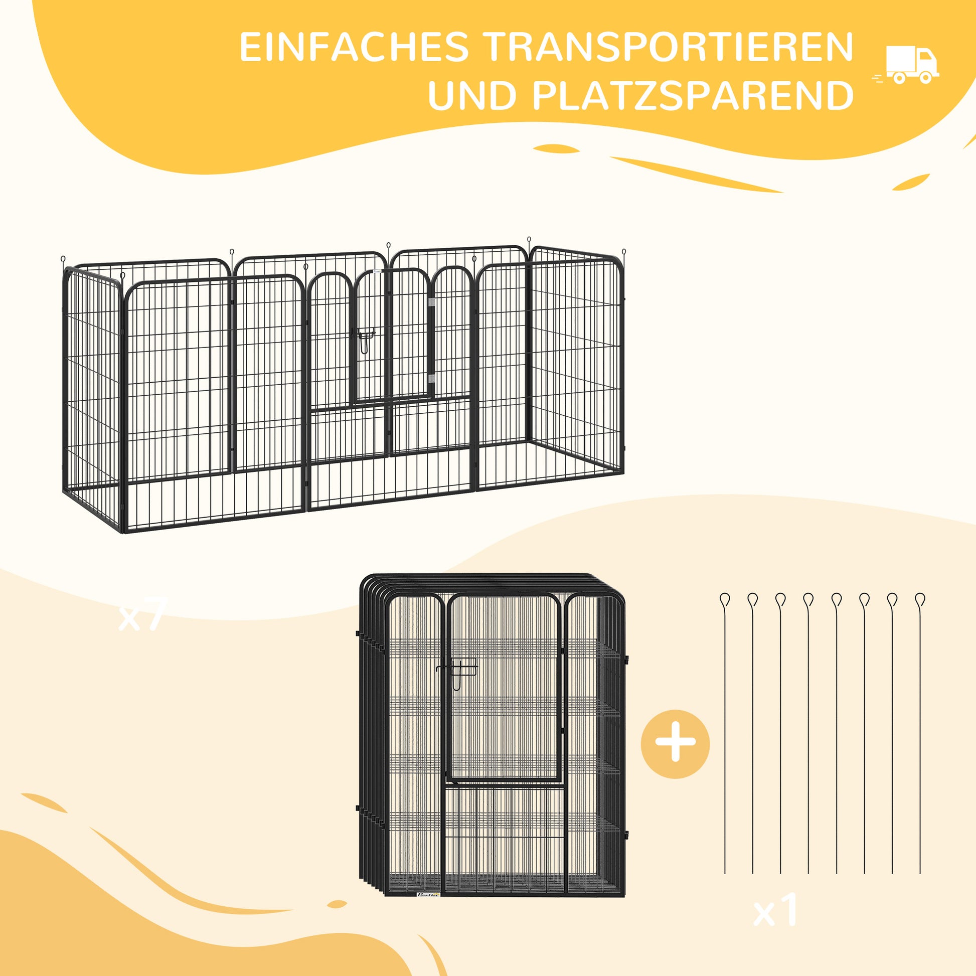 Welpenauslauf, Welpengitter, Freigehege, Laufstall für Haustier Laufgitter, Laufstall Hundegehege, mit Tür, Metall Schwarz, 4