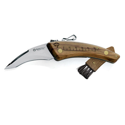 Pilzmesser, Klappmesser, Klappbares Pilzmesser mit Olivenholzgriff, Maserin Pilzmesser, 1