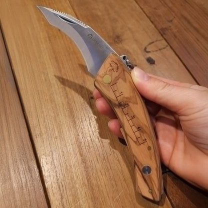Pilzmesser, Klappmesser, Klappbares Pilzmesser mit Olivenholzgriff, Maserin Pilzmesser, 2