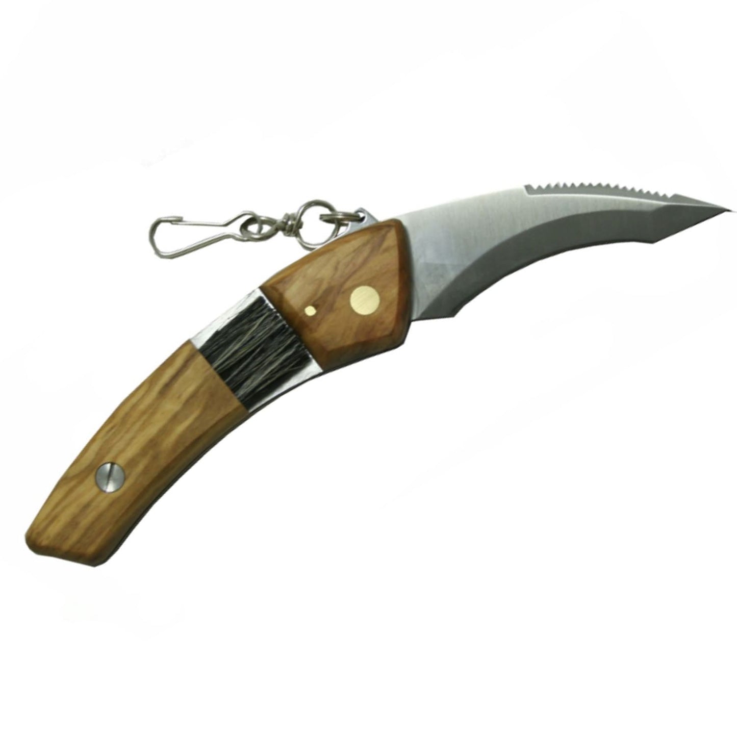 Pilzmesser, Klappmesser, Klappbares Pilzmesser mit Olivenholzgriff, Maserin Pilzmesser, 7