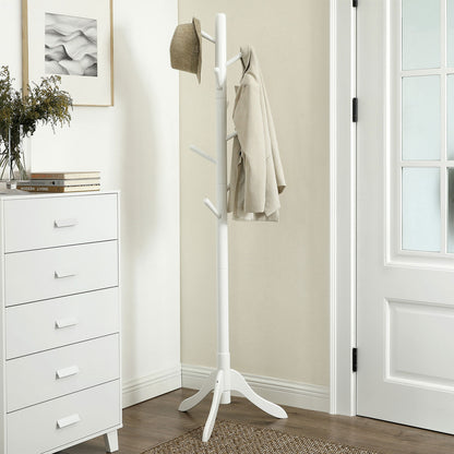 Garderobe Holz, Garderobe flur, Garderobenständer, Kleiderständer, Massivholz, 8 Haken, 3 verstellbare Höhen, weiß, VASAGLE, 1
