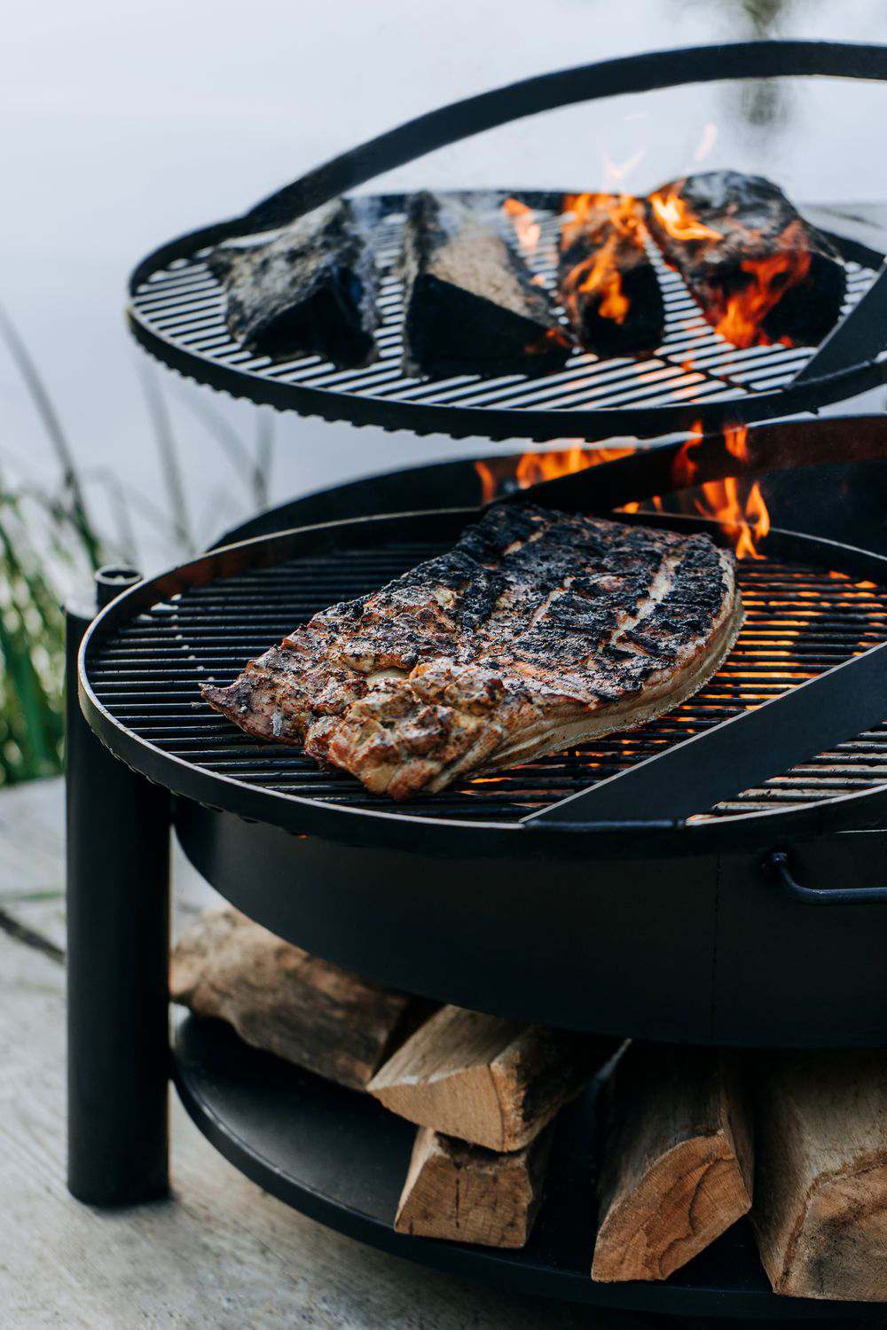Rost aus natürlichem Stahl mit einem Griff für Feuerschale MONTANA X | Dia. 50 cm Cook King