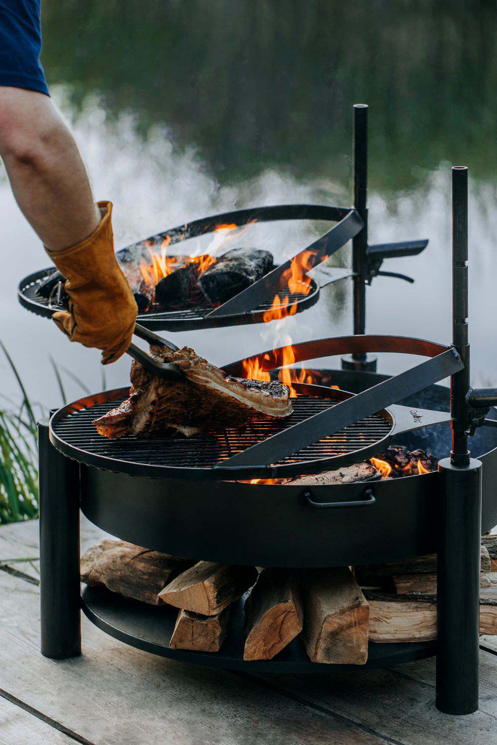 Rost aus natürlichem Stahl mit einem Griff für Feuerschale MONTANA X | Dia. 60 cm, Cook King