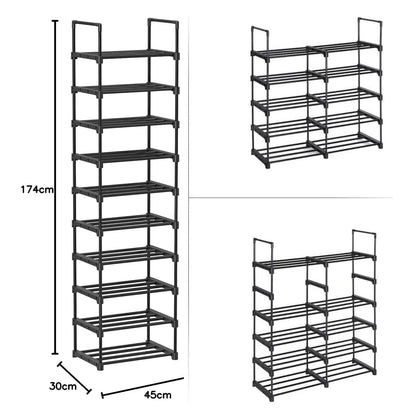 SONGMICS - Schuhregal mit 10 Ablagen, großer Schuhständer aus Eisen, DIY, Standregal