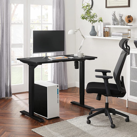 Höhenverstellbarer Schreibtisch elektrisch, Tischgestell, Schreibtischständer, mit Tischplatte, schwarz, SONGMICS