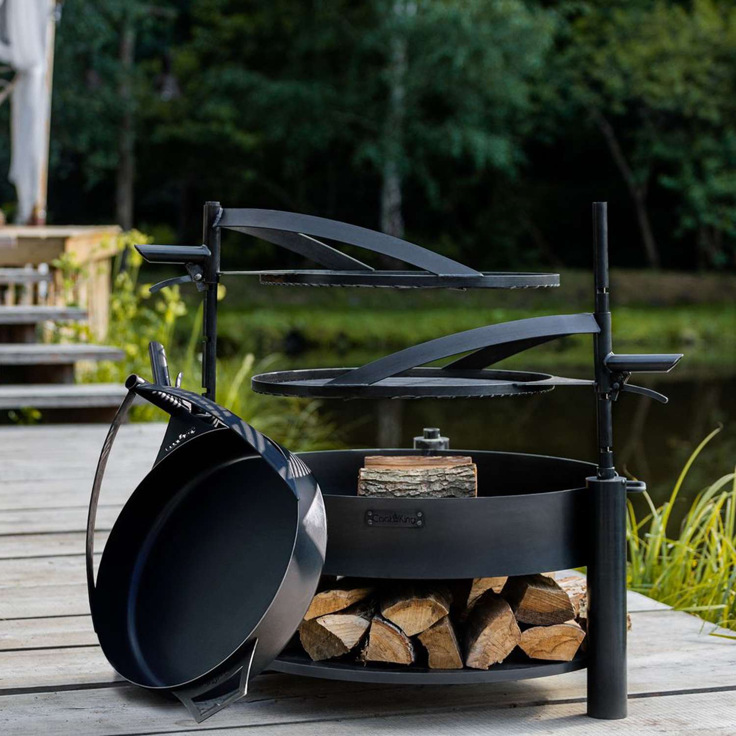 Pfanne aus natürlichem Stahl mit einem Griff für Feuerschale MONTANA X | Dia. 50 cm, Cook King