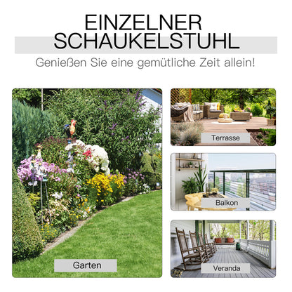 Schaukelstuhl, Schaukelstuhl Holz, Schwingsessel Armlehne Relaxstuhl Gartenstuhl, 69x86x115cm, Schwarz, Outsunny, 4