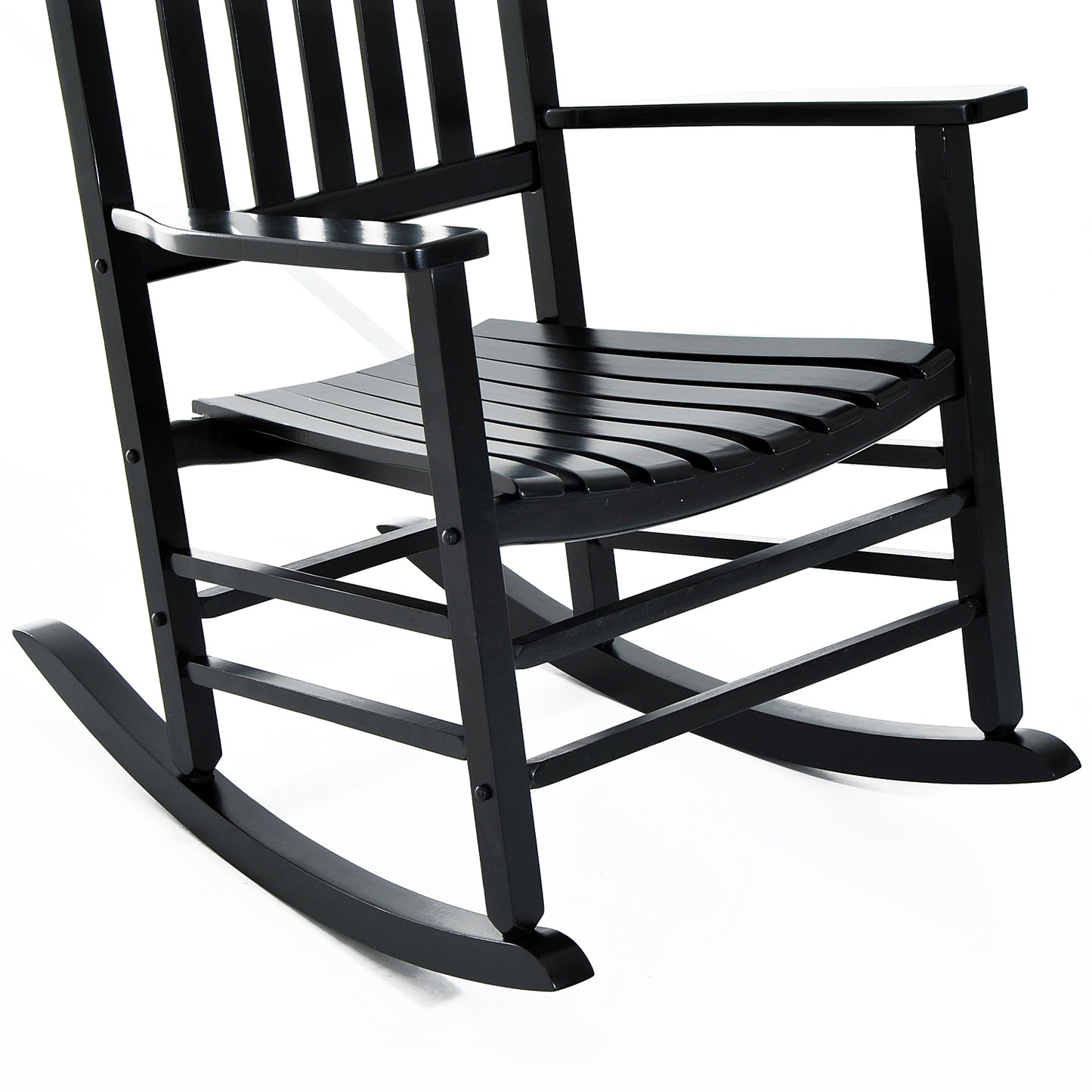Schaukelstuhl, Schaukelstuhl Holz, Schwingsessel Armlehne Relaxstuhl Gartenstuhl, 69x86x115cm, Schwarz, Outsunny, 7