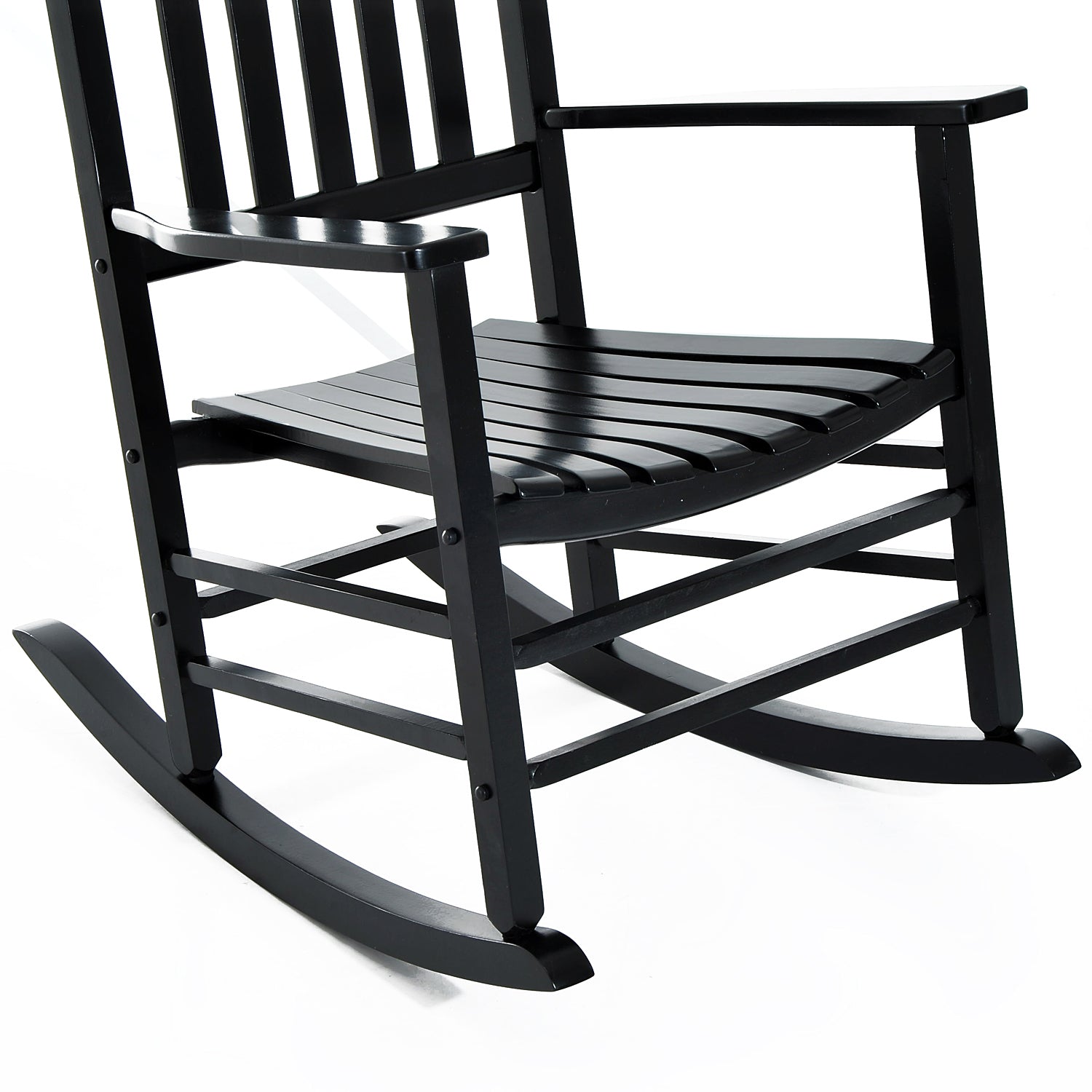 Schaukelstuhl, Schaukelstuhl Holz, Schwingsessel Armlehne Relaxstuhl Gartenstuhl, 69x86x115cm, Schwarz, Outsunny, 7