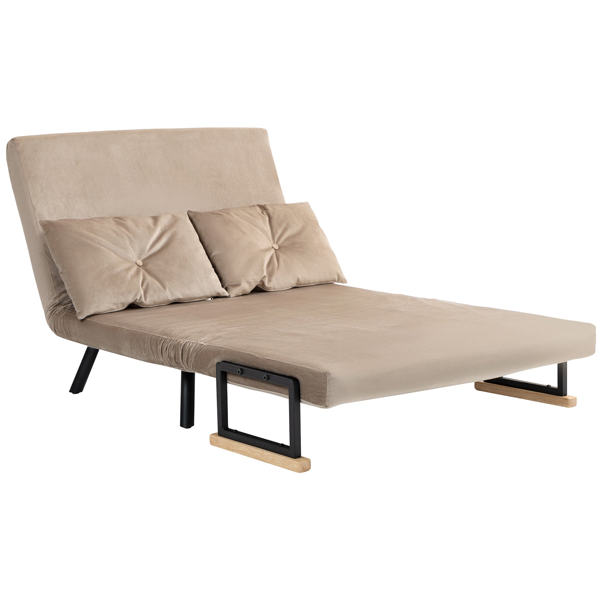 Schlafsofa, Schlafcouch, 2er Sofa mit Schlaffunktion, 102x73x81cm, mit fünffach verstellbarer Rückenlehne, Samt, HOMCOM, 4