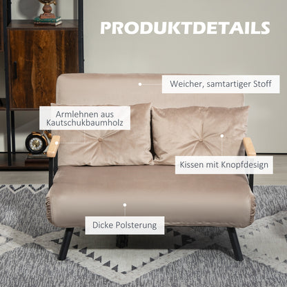 Schlafsofa, Schlafcouch, 2er Sofa mit Schlaffunktion, 102x73x81cm, mit fünffach verstellbarer Rückenlehne, Samt, HOMCOM, 6
