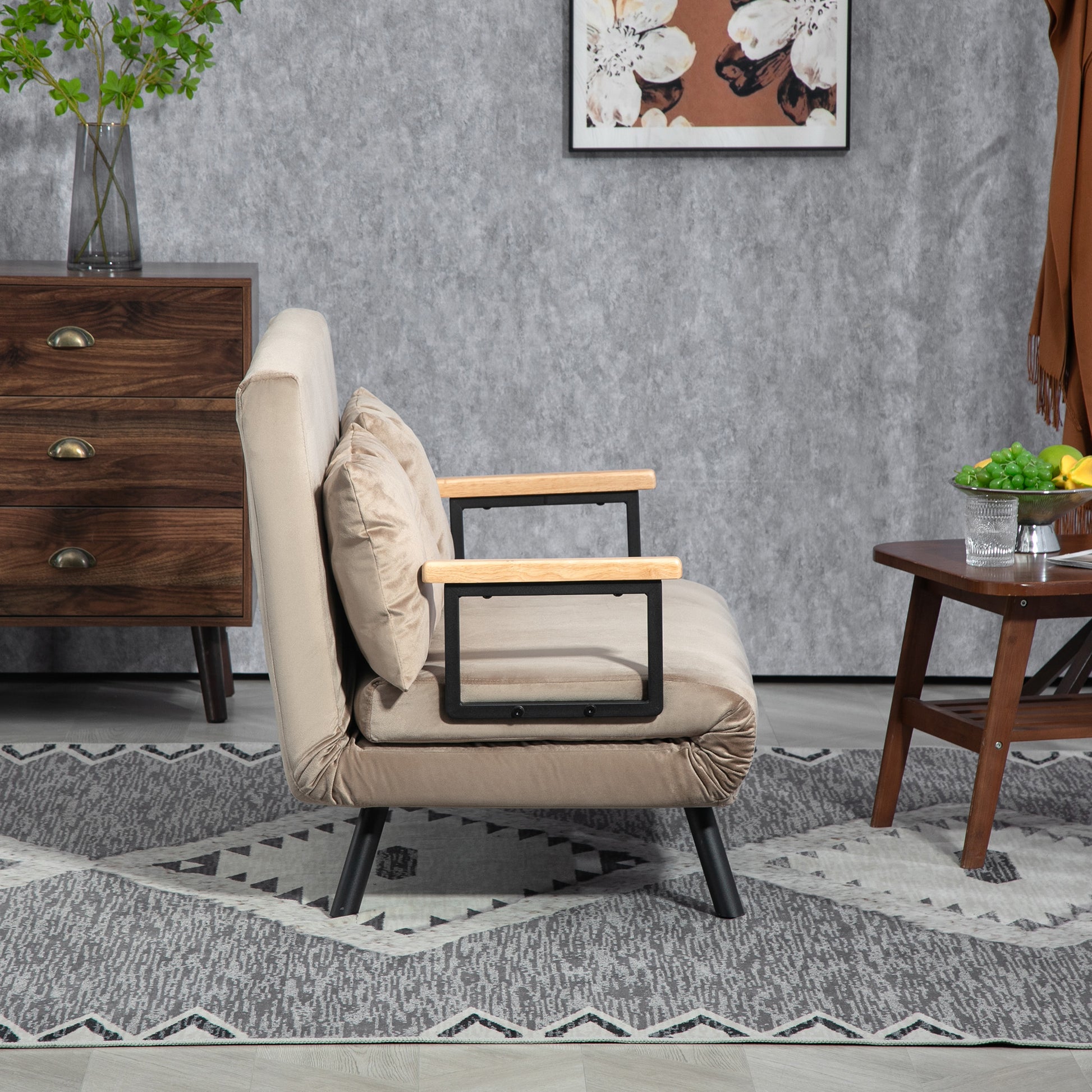 Schlafsofa, Schlafcouch, 2er Sofa mit Schlaffunktion, 102x73x81cm, mit fünffach verstellbarer Rückenlehne, Samt, HOMCOM, 7