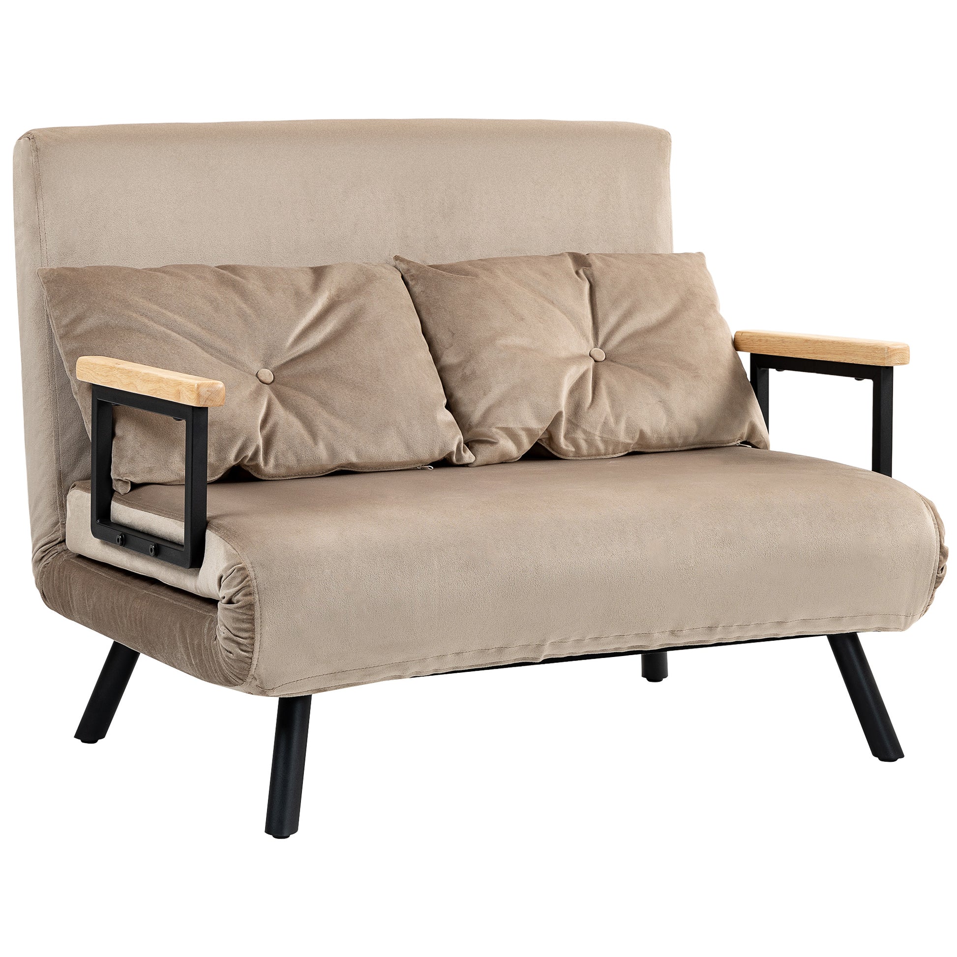 Schlafsofa, Schlafcouch, 2er Sofa mit Schlaffunktion, 102x73x81cm, mit fünffach verstellbarer Rückenlehne, Samt, HOMCOM, 9