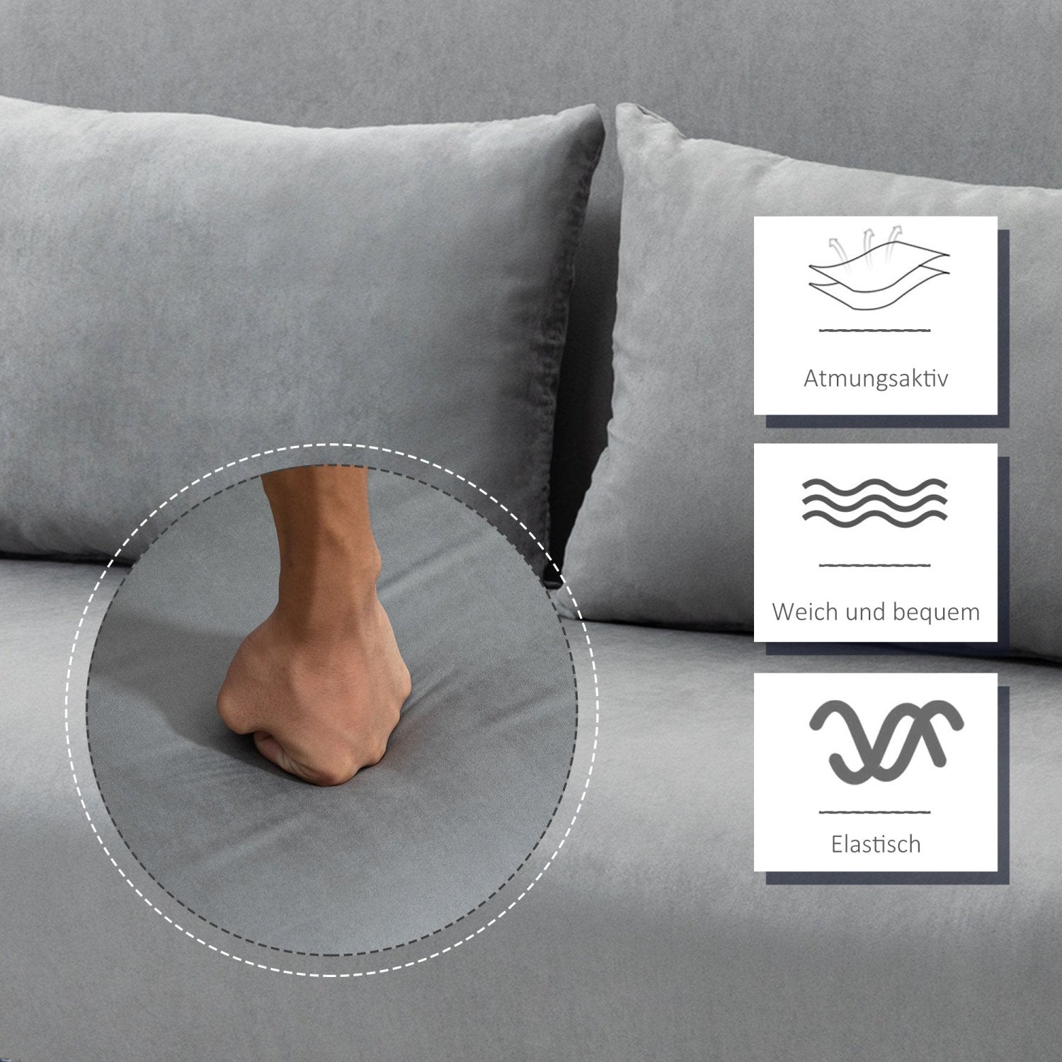 Schlafsofa, Schlafcouch, Couch mit Schlaffunktion, Sofa Bed, Zweisitzer Bettfunktion & Kissen, Verstellbares Sofa, HOMCOM, 6