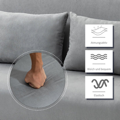 Schlafsofa, Schlafcouch, Couch mit Schlaffunktion, Sofa Bed, Zweisitzer Bettfunktion & Kissen, Verstellbares Sofa, HOMCOM, 6