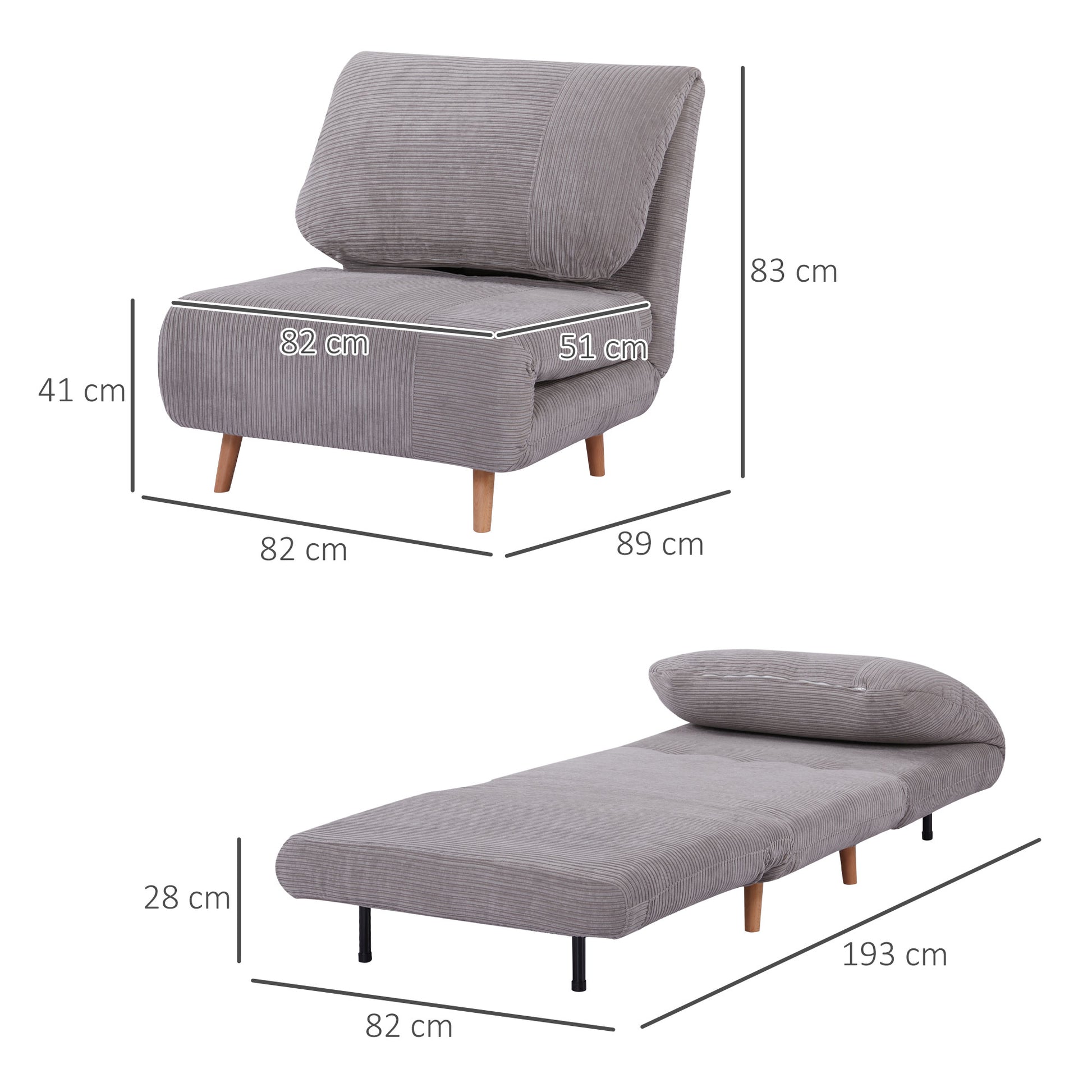 Schlafsofa, Schlafsessel, Verstellbar Klappmatratze Gästebett Klappbett, HOMCOM, 8