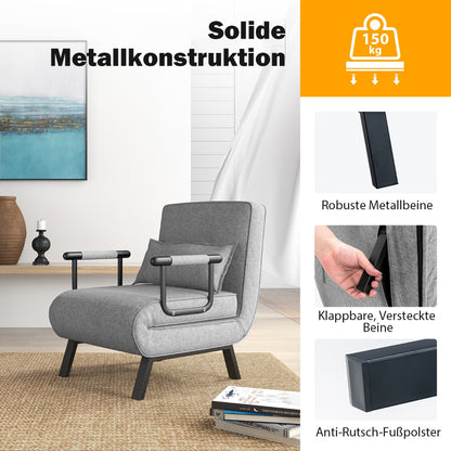 Schlafsofa, Sessel mit Schlaffunktion, Bettsessel, Cabrio-Schlafsofa, Klappsessel, Schlafcouch Sofabett, Costway, 5