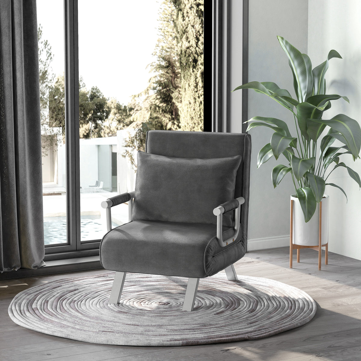 Schlafsofa mit Armlehne, 65x69x80cm, 3-in-1 Schlafsessel –