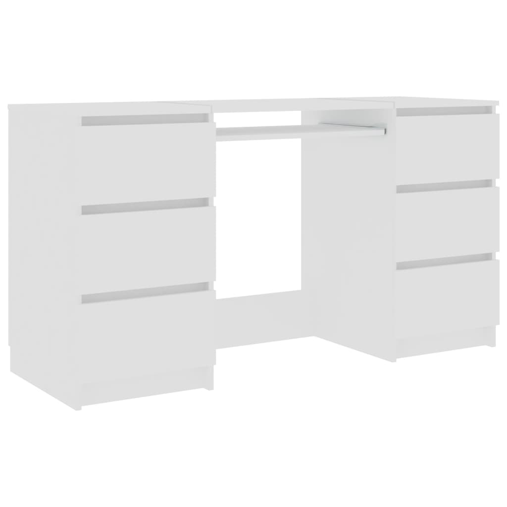 Schreibtisch, Computertisch, Schreibtisch Weiß, Schreibtisch Holz, Schreibtisch mit Schubladen, vidaXL, 2